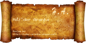 Háder Aranka névjegykártya